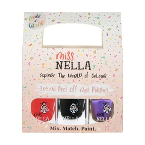Esmalte De Uñas Miss Nella Peel-Off Kids Water Base, Paquete De 3