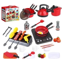 Anikids - Set De Cocina De Juguete 36Pcs Niños Juego De Mini Chef Rojo