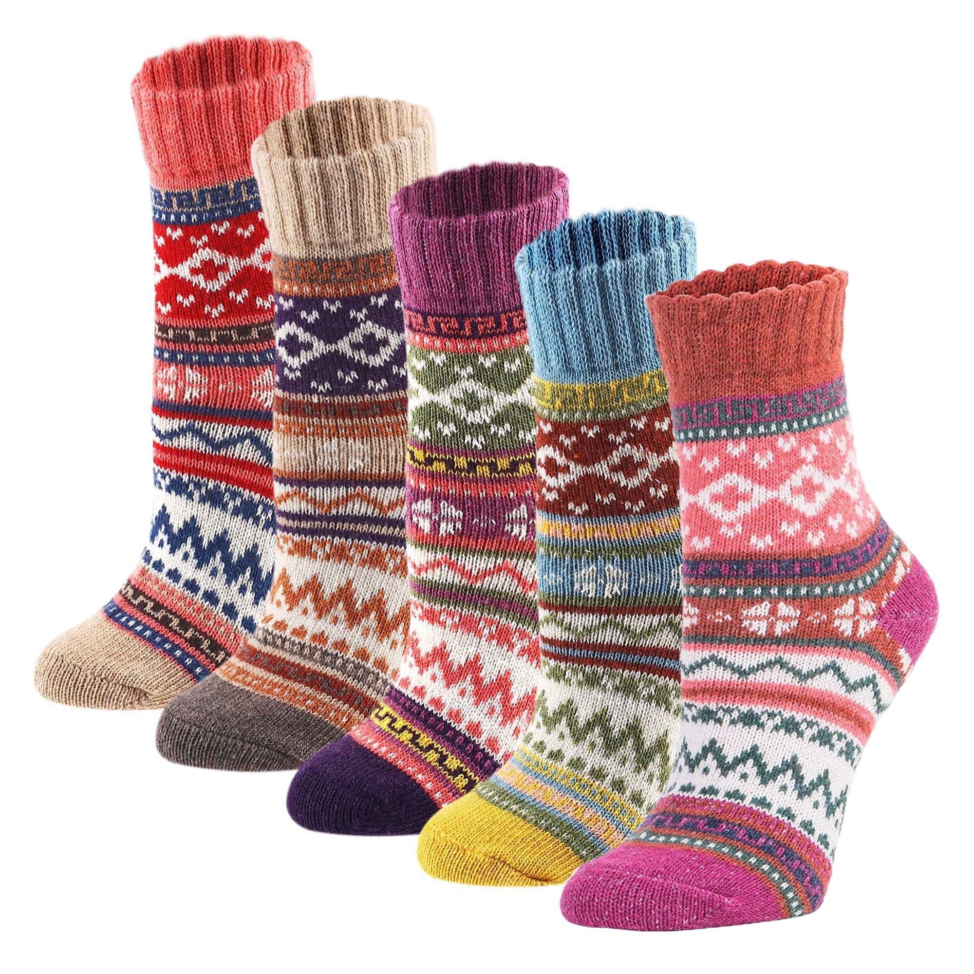 Calcetines Yzkke De Lana De Invierno Para Mujer, Estilo Vintage, Paquete De 5