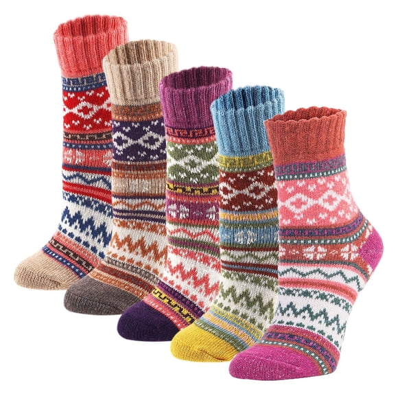 Calcetines YZKKE de lana de invierno para mujer, estilo vintage, paquete de 5