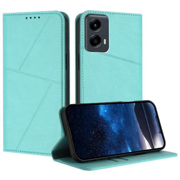 Funda Cartera Magnética para Motorola MOTO G 5G 2024 Protección Antichoque con Ranuras Verde