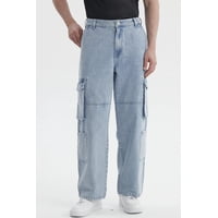 Fashionspark - Jeans Hombre Baggy Cargo Moto Azul