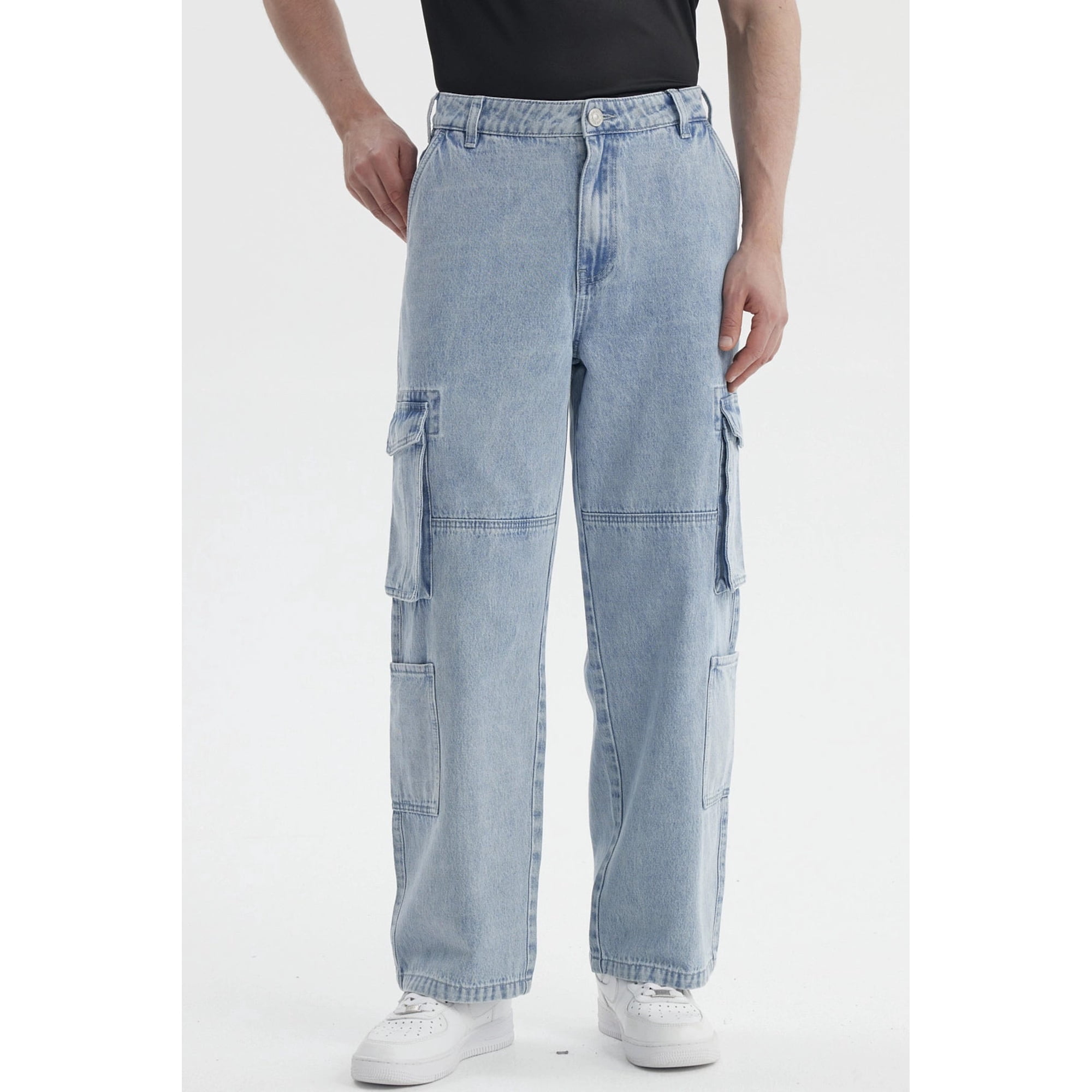 Fashionspark - Jeans Hombre Baggy Cargo Moto Azul