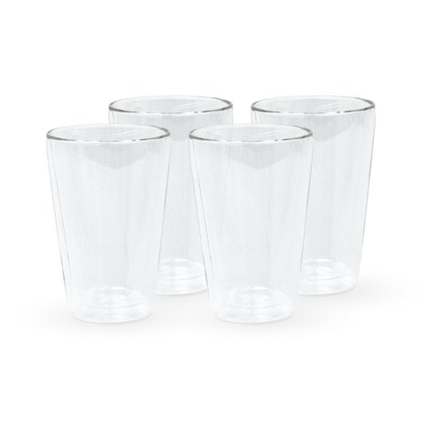 Set 4 Vasos Vidrio Doble Pared 400 Ml Simplit