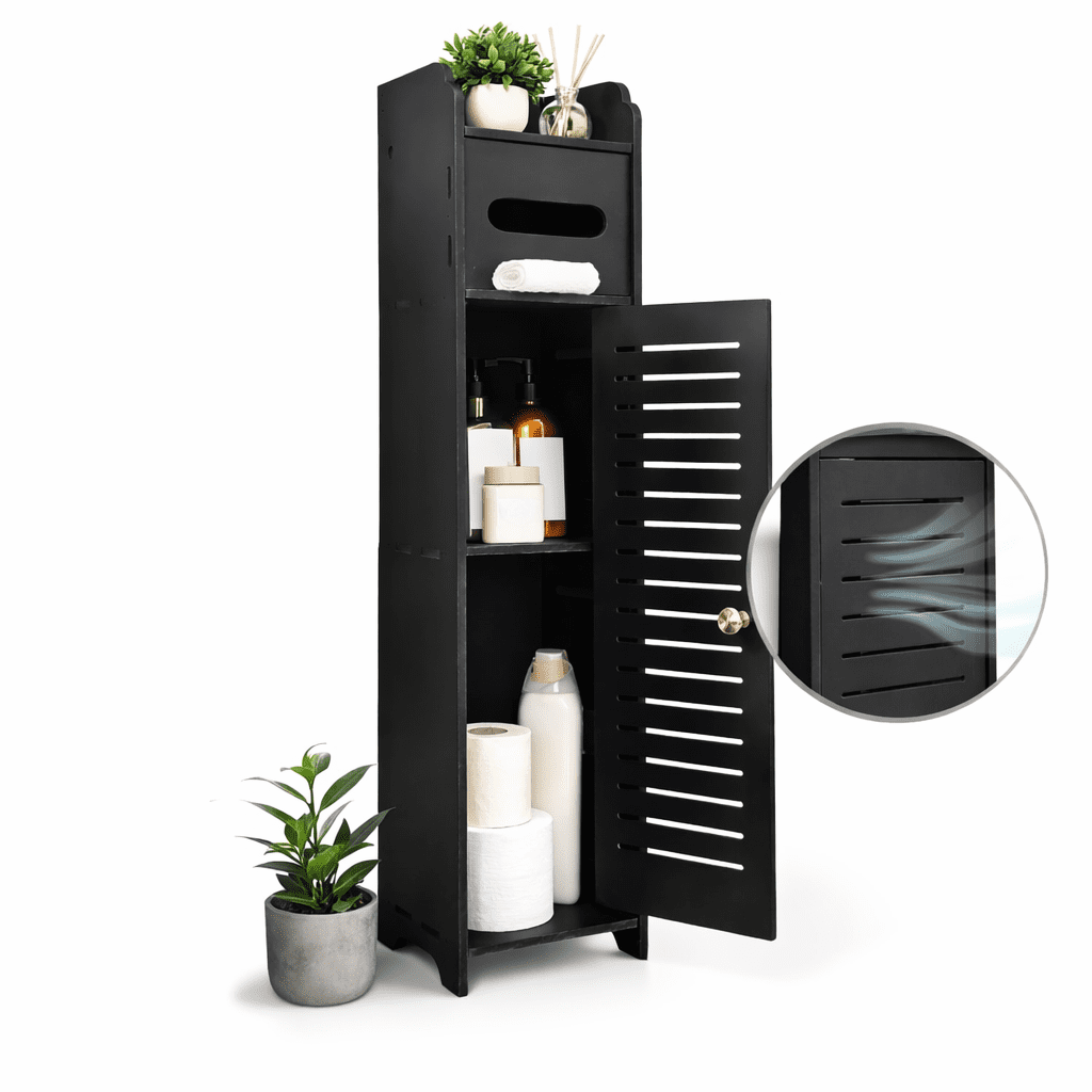 Baima - Mueble Organizador Vertical Con Puerta 80x18x18 Cm Negro