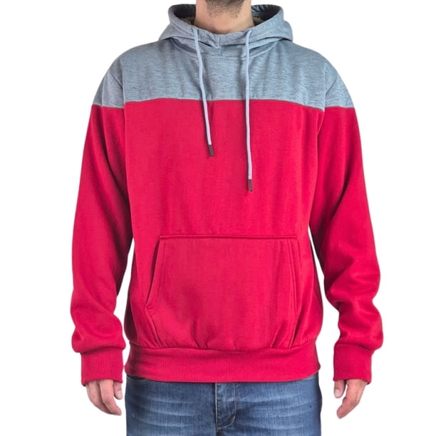 Polerón Canguro Hombre Invierno Frisado Con Gorro Bi-Color 0220