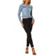 thumbnail image 2 of INSPIRE CHIC Chaqueta Vaquera Recortada de Manga Larga sin Cuello con Botones para Mujer, Regreso a Clases, Azul Claro XS, 2 of 6