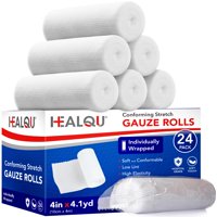 Rollos De Gasa Healqu Premium De 4 X 4 Yardas, Envueltos Individualmente, 24 Unidades