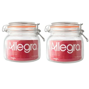 Set 2 Frascos Vidrio Con Tapa Hermetica De 800Ml Allegra