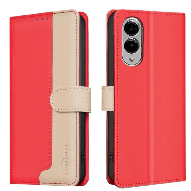 Funda Cartera con Bloqueo RFID para Samsung Galaxy S25 Edge con Ranuras y Soporte Rojo