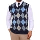 thumbnail image 1 of INSPIRE CHIC Chaleco de Punto Casual sin Mangas con Cuello en V a Cuadros Argyle para Hombre XL Azul Marino, 1 of 5