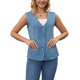 thumbnail image 2 of INSPIRE CHIC Chaleco de Mujer para Regreso a Clases, Chaleco de Mezclilla con Cuello en V, Bolsillos con Parche, Botones, Sin Mangas, Chaqueta de Jean L Azul, 2 of 6
