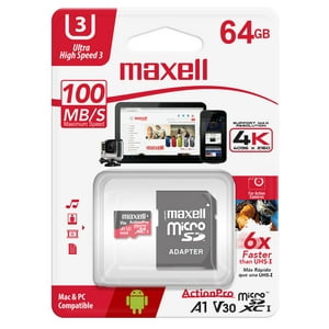 Tarjeta Microsd Maxell 64Gb Uh-3 8K 100Mb/S
