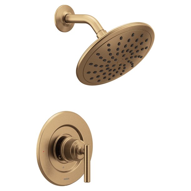 Kit de accesorios para ducha Moen Gibson en oro bronceado, cabezal de lluvia de 20 cm