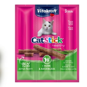 Snack Vitakraft Cat Stick Pollo Y Hieba Gatera, 3 Sticks