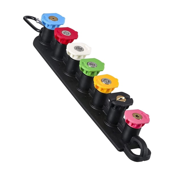 Juego de puntas para lavadoras a presión Boquillas para lavadoras a presión con soporte para boquillas, puntas para lavadoras eléctricas, accesorios base de 7 orificios