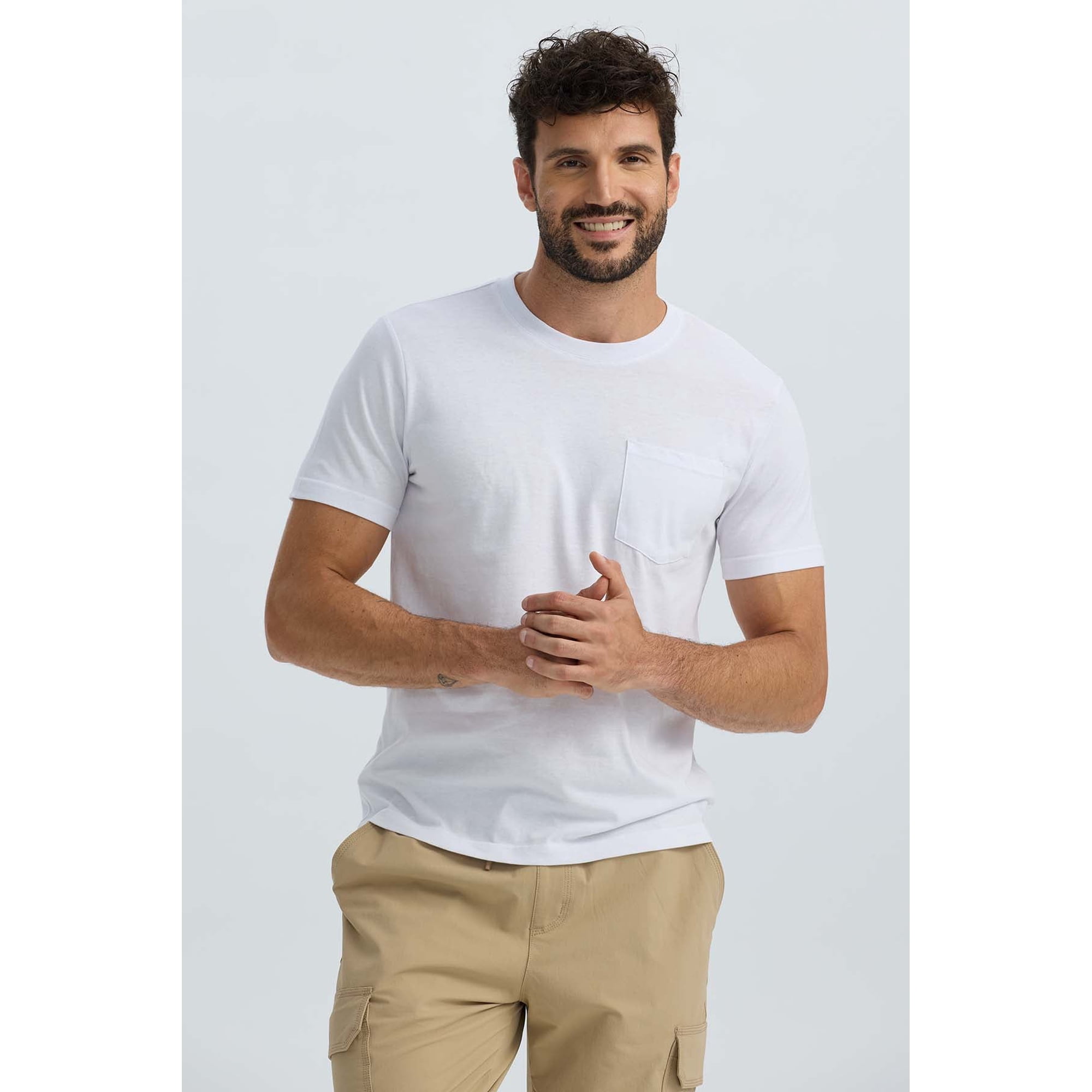 Fashionspark - Polera Hombre Básica Con Bolsillo Blanco