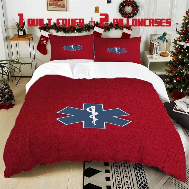 3pcs First Aid Printed Bedding Set Soft Duvet Cover with 2 Pillowcases All Season Comfort