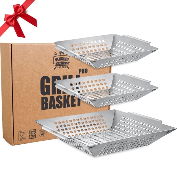 Cestas Para Parrilla Paquete De 3 Unidades De Acero Inoxidable Para Parrilla Al Aire Libre