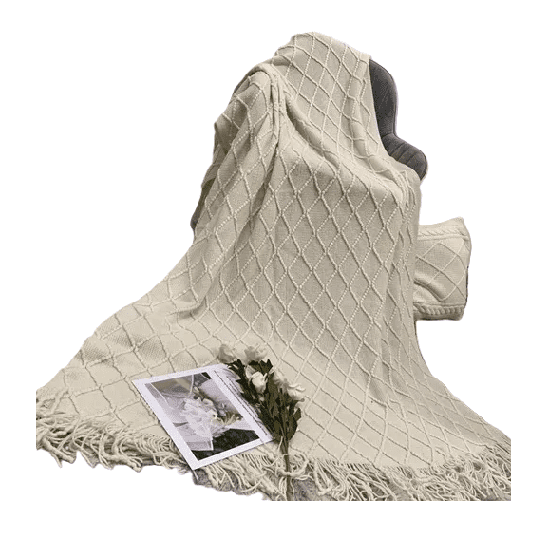 Genérico - Manta Decorativa Tejida Para Sillón, Piecera O Cama Color Crema