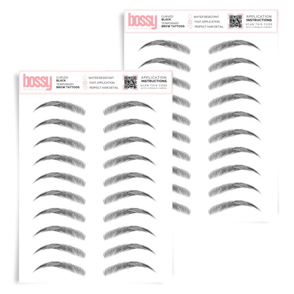 Tatuajes temporales de cejas Brows by Bossy, impermeables, pack de 2 - negro