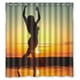 thumbnail image 1 of Cortina de ducha con diseño escénico de amanecer y atardecer, juego de cortina de baño con ganchos, tamaño 66 x 72 pulgadas, 1 of 3