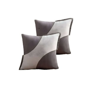 Genérico - Pack De 2 Fundas De Cojines Diseño Tela Pana Empalmado 45Cm X 45 Cm Gris