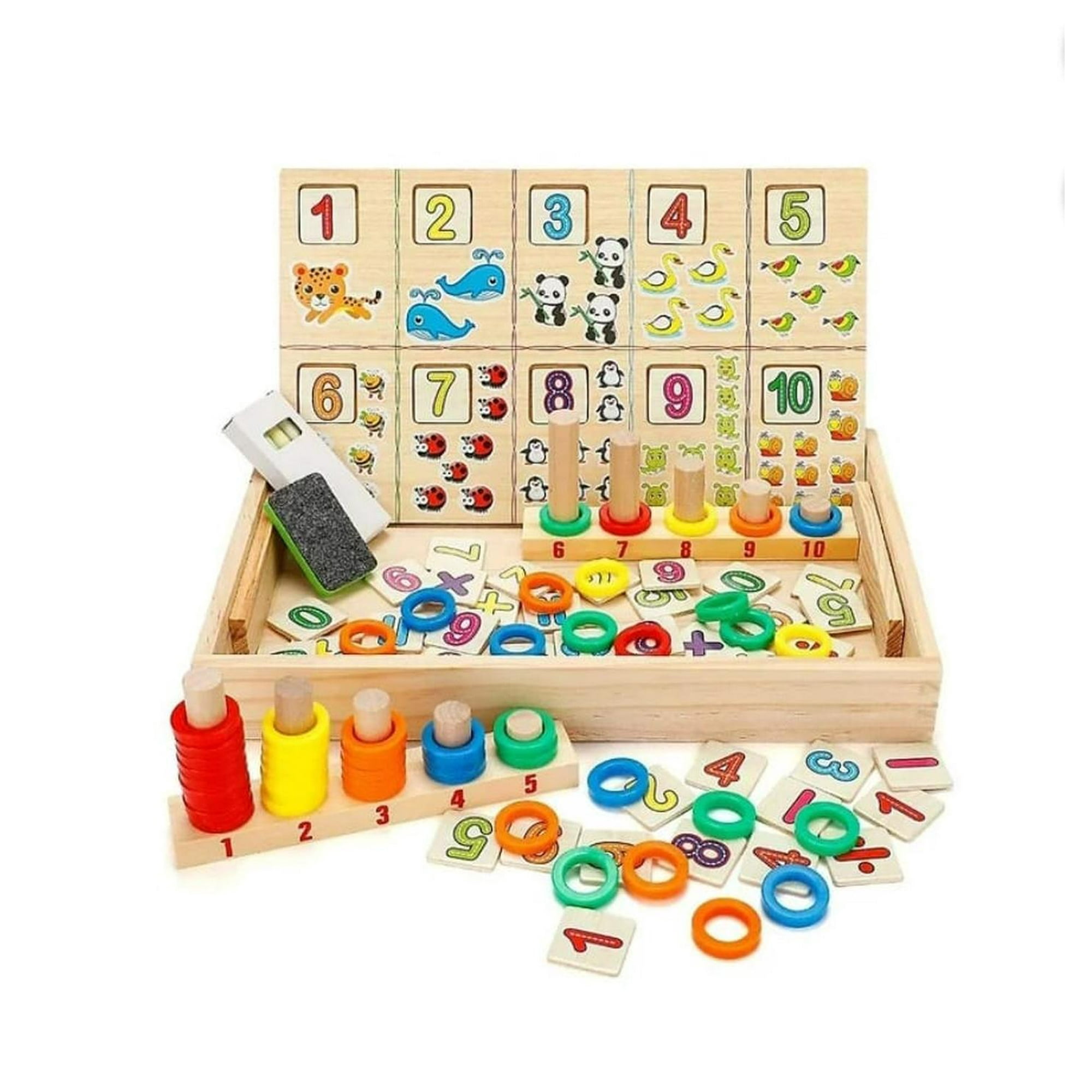 Genérico - Juego De Aprendizaje Matematico De Madera Cafe