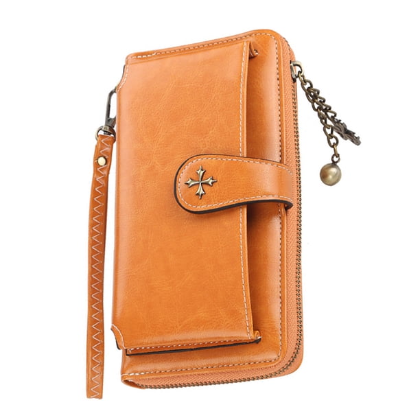Nuevo bolso largo para mujer, multifuncional, con cremallera, para teléfono móvil, bolso de mano con hebilla de moda
