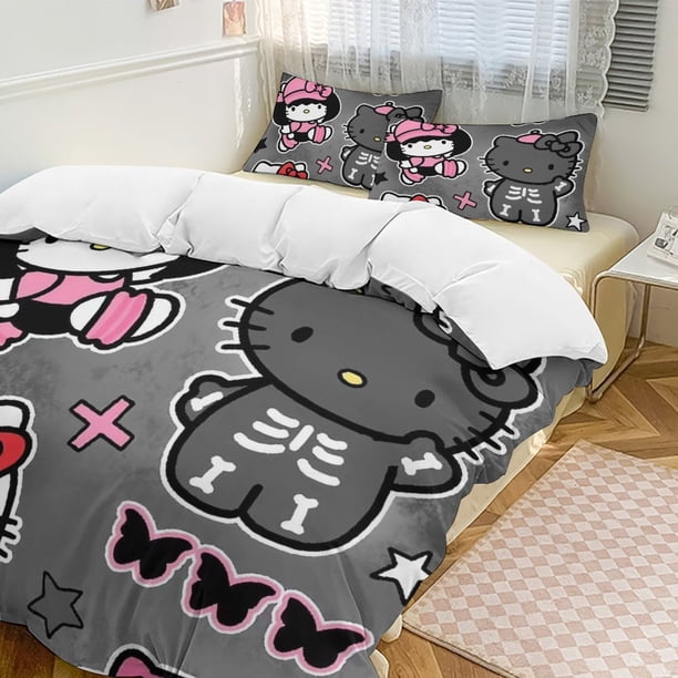 Hello Kitty 3-Piece Twin Bed Set - Includes 1 Single Comforter And 2 Pillowcases Bedding - Fade Resistant Microfiber - Hello Kitty