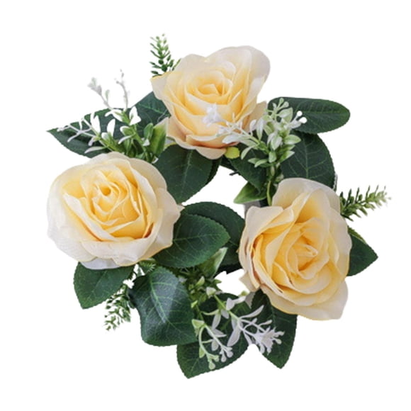 Rosas Artificiales Vela Anillos Redonda 23cm Para Centros De Mesa Ventana Amarillo