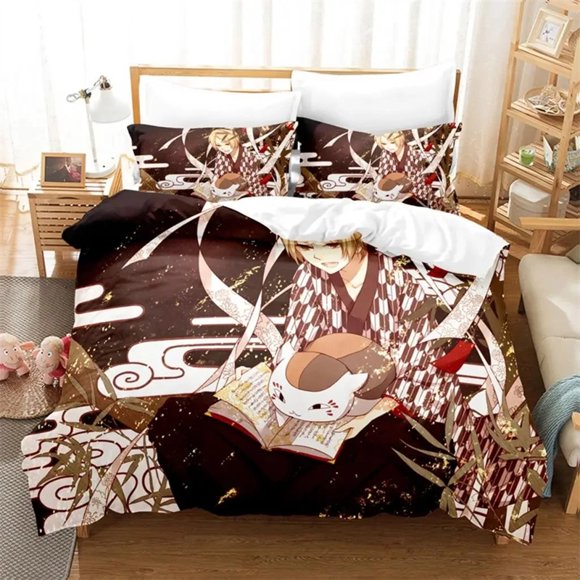 Anime Natsume Book of Friends Nyanko Bedding SetGirls Boys Adult Duvet Cover Pillowcase Bedding