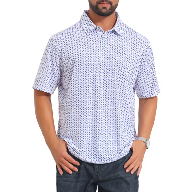 INSPIRE CHIC Camisas Polo de Hombre de Verano con Estampado Casual de Manga Corta Ligeras y Transpirables M Azul