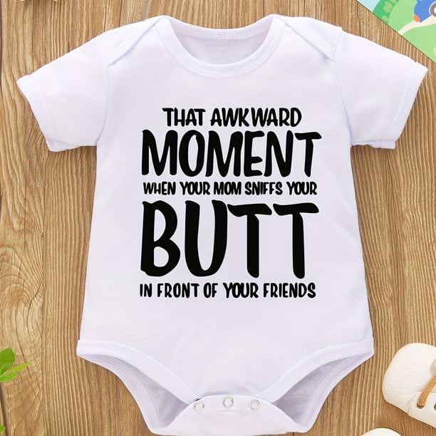 Newborn Infant Short Sleeve Romper Letter Graphic Crew Neck Bodysuit Onesies For Baby Boys Toddler Summer Clothes
