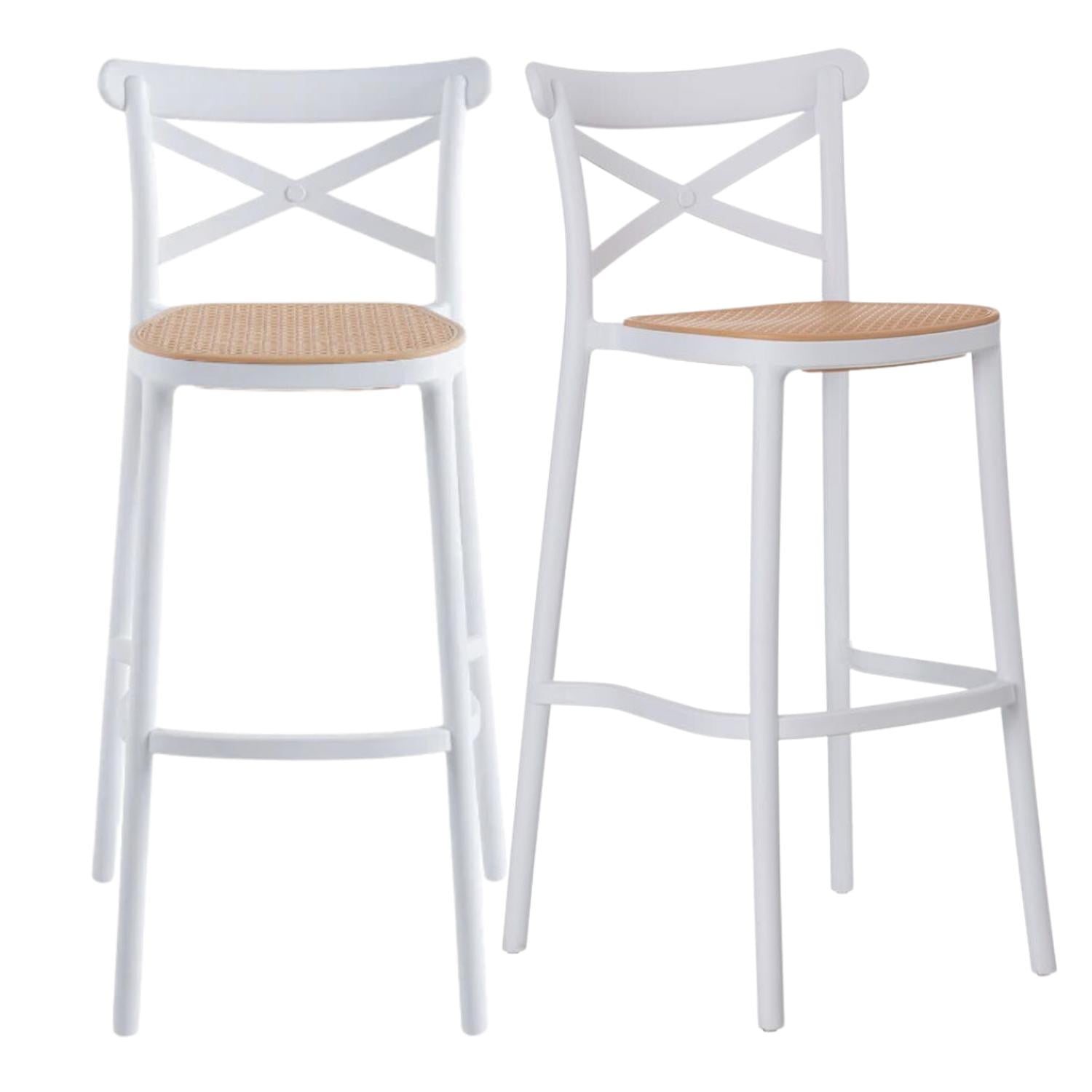 Pandalino - Pack 2 Taburetes Bar & Terraza Valentino 75 Cm | Blanco | Exterior Blanco