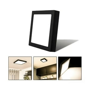 Genérico - Foco Plafon Led Sobrepuesto Cuadrado 18W Luz Calida Borde Negro