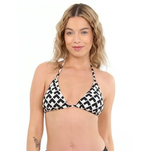 Samia - Bikini Triangulo Argolla Estampado Negro L