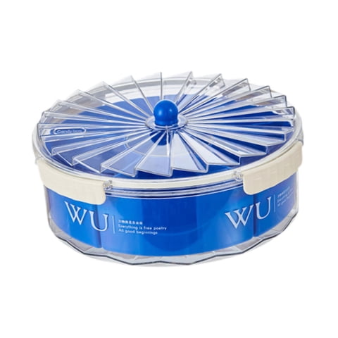 Magideal - Bandeja Para Servir Dividida Con Tapa Bandeja De Frutas De Lujo Decoración Del Hogar Tazón De Dulces Caja De Dulces Para Festivales Bandeja De Frutas Azul