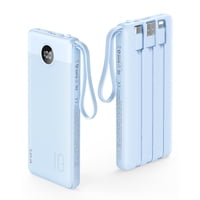 Power Bank Vrurc De 10000 Mah Con Cables Integrados, Azul