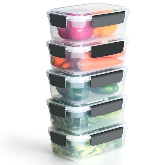 Contenedores de almacenamiento de alimentos YORY, juego de 7 tazas de plástico con tapas