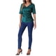 thumbnail image 2 of Blusa de satén INSPIRE CHIC para mujer con cuello en V, manga corta, fruncido y lazo en la espalda para oficina casual XS Azul Verde, 2 of 6