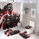 thumbnail image 1 of Bukayo Saka-theme 4-Piece Shower Curtain Set with Rugs, Waterproof Bathroom Decor Set Includes Bath Mat, U-Shaped Rug, Toilet Lid Cover and Curtain with Hooks, 1 of 6