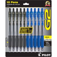 Bolígrafos De Gel Pilot G2 Bold De 1,0 Mm Premium, Paquete De 10 Unidades, Tinta Negra Y Azul