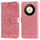 thumbnail image 4 of Funda tipo cartera FOXDOCK para Honor X50 , diseño girasol en relieve, cuero PU, cierre magnético, soporte y tarjetero, 4 of 5