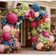 thumbnail image 1 of Kit De Arco De Globos Doble Relleno Rosa Verde Y Azul, 1 of 8