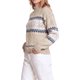 thumbnail image 4 of INSPIRE CHIC Suéter de Punto de Chenilla con Copo de Nieve para Mujer Cuello Simulado Ajuste Suelto Mangas Largas Grande Albaricoque, 4 of 6