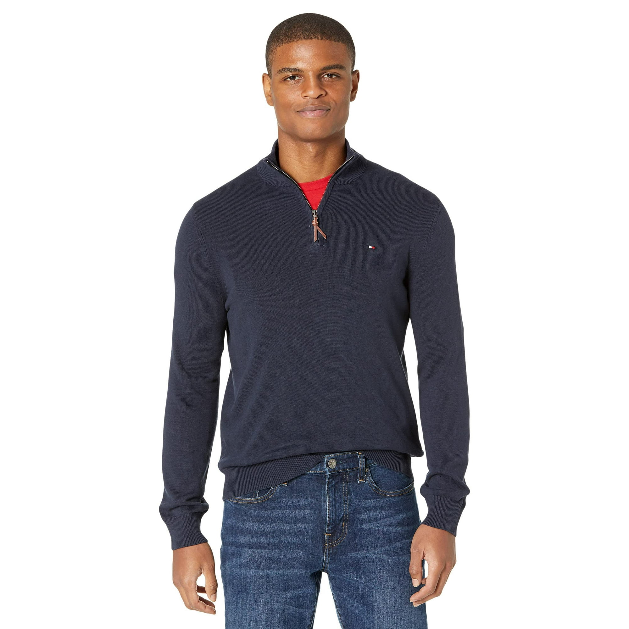 Jersey Tommy Hilfiger De Manga Larga De Algodón Con Cierre En Cuarto Y Cremallera Azul Marino