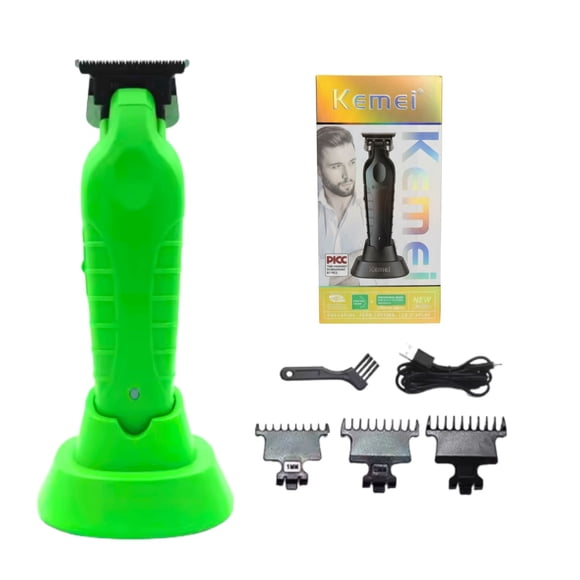 Maquina Trimmer Patillera Kemei 2299 con Base de Carga Verde
