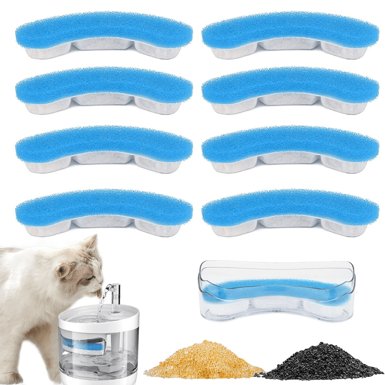 Pack 8 Filtros Fuente Agua Bebedero Gatos Perro