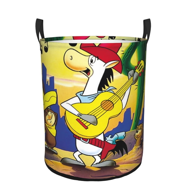 El Show de Quick Draw McGraw Cesta de lavandería de gran capacidad redonda con asa, bolsa para ropa sucia plegable, almacenamiento para dormitorio, baño y lavadero 44x35 cm
